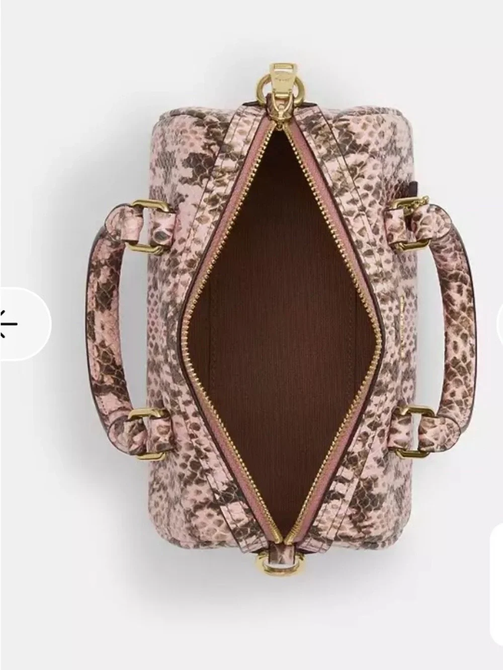 Coach mini Rowan pink Snake-Print Satchel with Detachable Strap